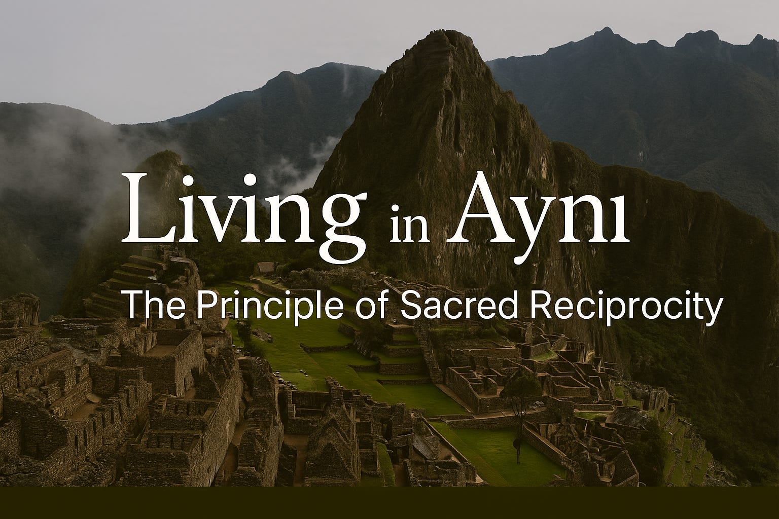 A symbolic illustration of hands giving and receiving radiant light, representing the Andean principle of Ayni and sacred reciprocity.